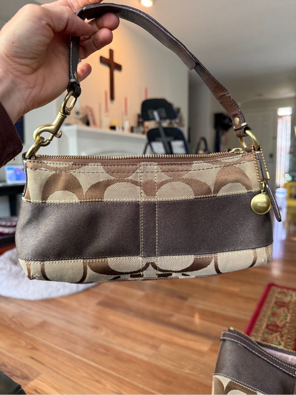 Vintage Coach Signature C Baguette Shoulder Bag Brown Y2K Style 11096